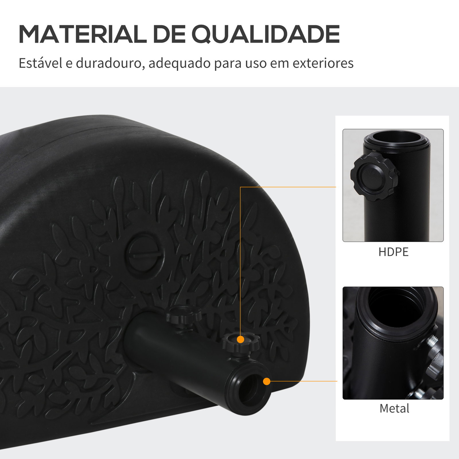 Base de parede para chapéu de sol suporte semicircular para chapéu de sol preenchido com areia 21kg ou água 18kg para jardim pátio terraço exterior 50x31x18cm preto