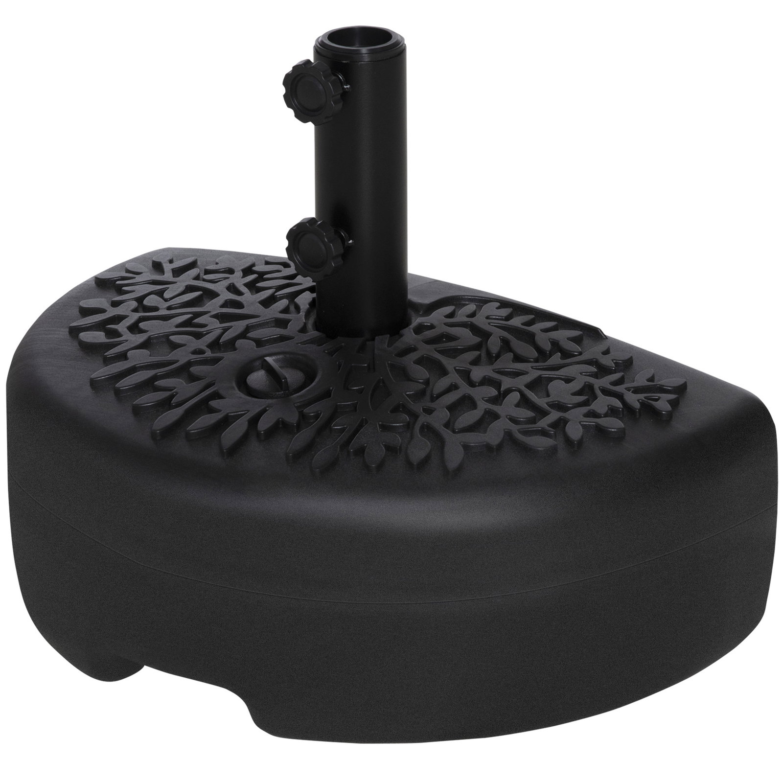 Base de parede para chapéu de sol suporte semicircular para chapéu de sol preenchido com areia 21kg ou água 18kg para jardim pátio terraço exterior 50x31x18cm preto