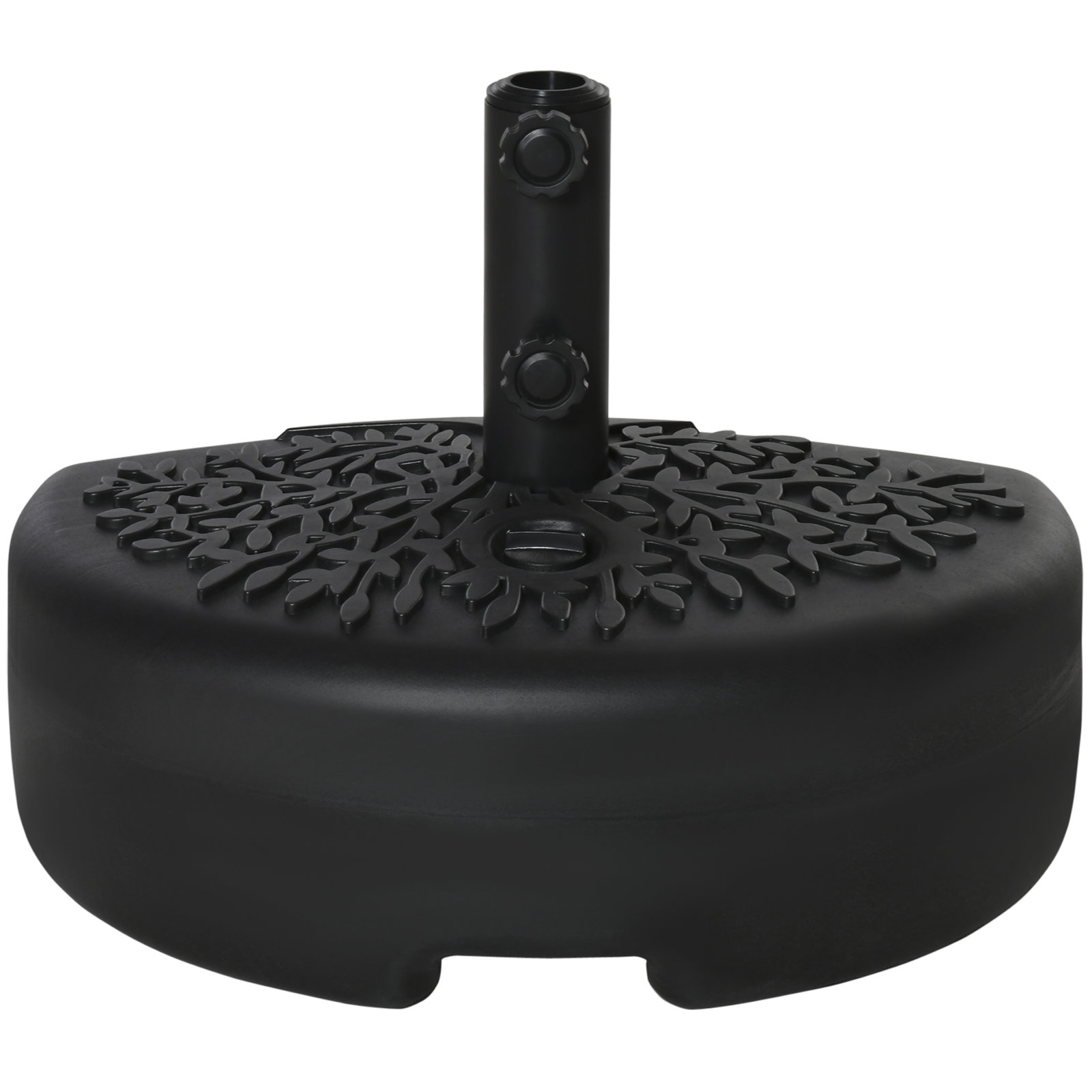Base de parede para chapéu de sol suporte semicircular para chapéu de sol preenchido com areia 21kg ou água 18kg para jardim pátio terraço exterior 50x31x18cm preto