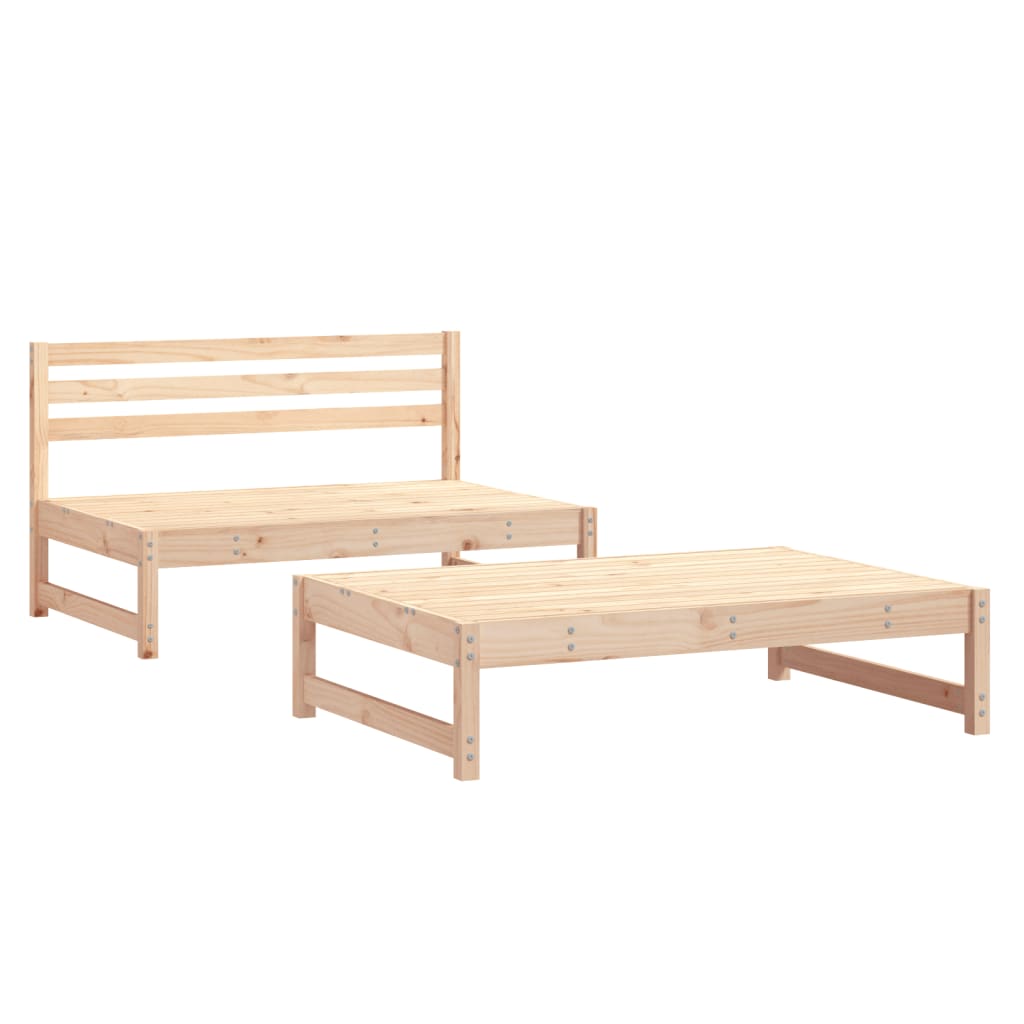 2 Pcs conjunto lounge de jardim madeira de pinho maciça