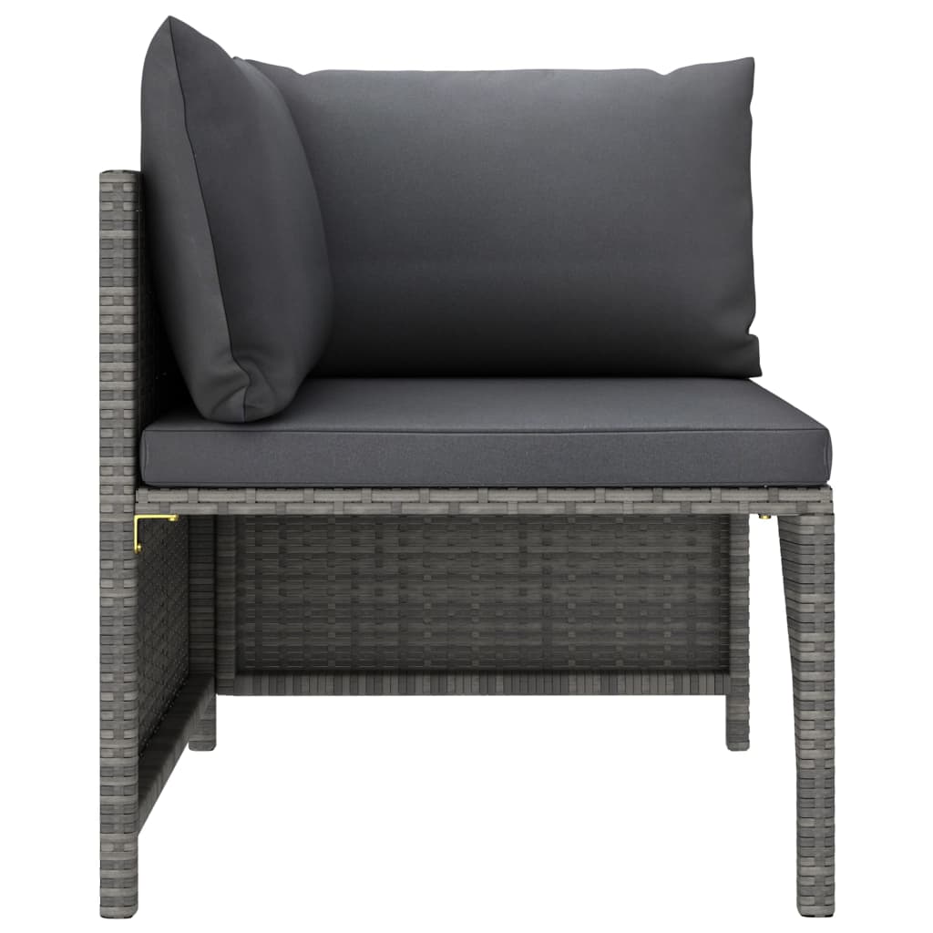 11 Pcs conjunto lounge de jardim c/ almofadões vime PE cinzento