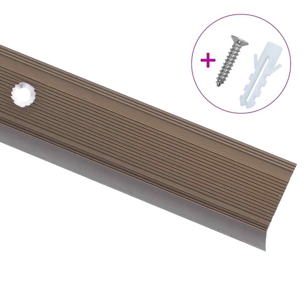 Perfil p/ escada em forma de l 15 pcs alumínio 100 cm castanho