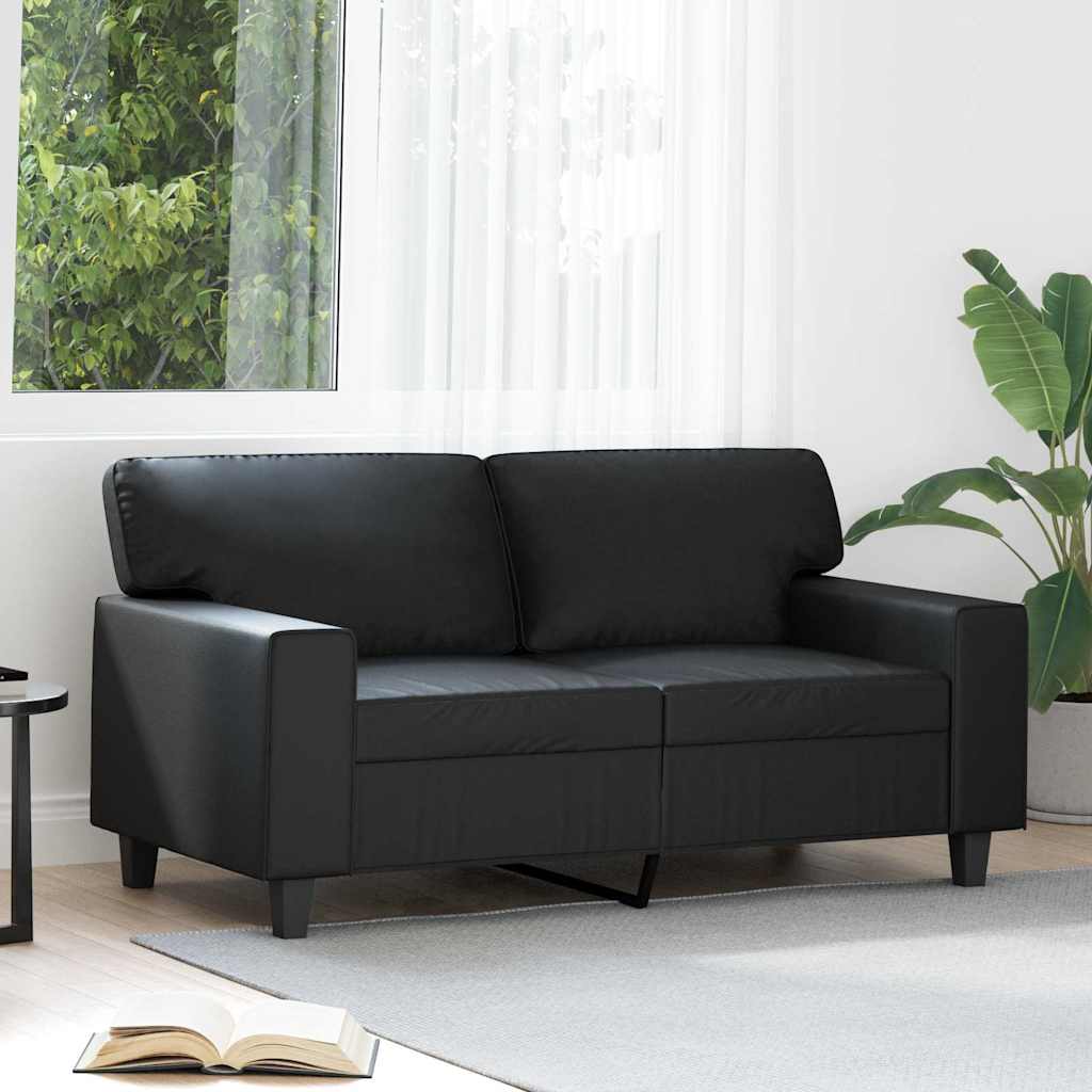 Sofá de 2 lugares 120 cm couro artificial preto