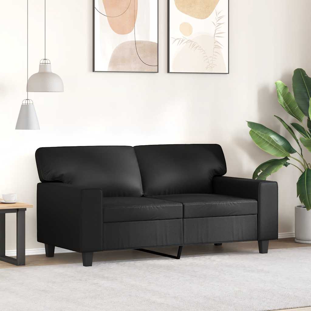 Sofá de 2 lugares 120 cm couro artificial preto