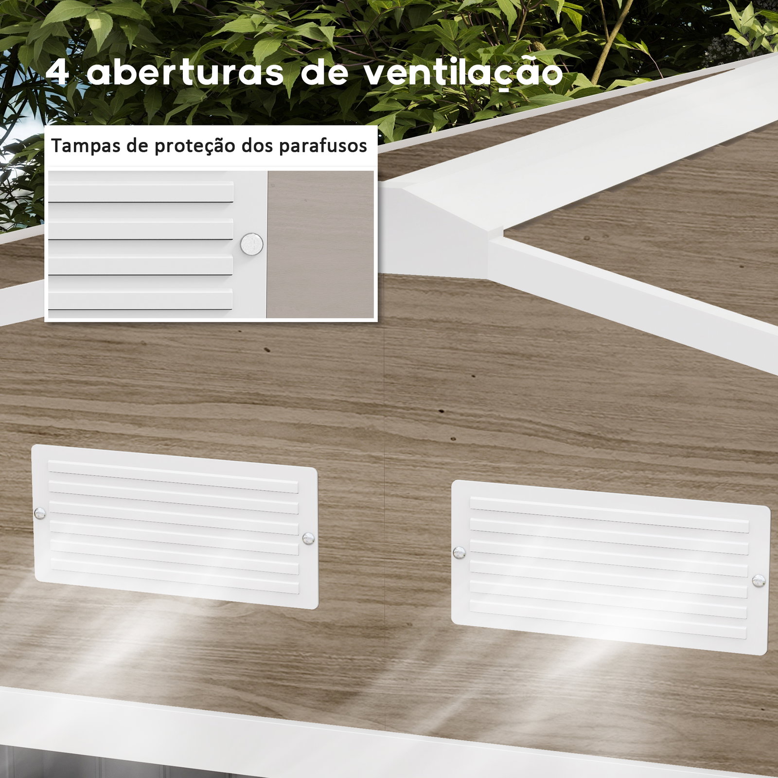 Abrigo de jardim 277x195x192 cm metálico para armazenamento de ferramentas com base de reforço incluída madeira