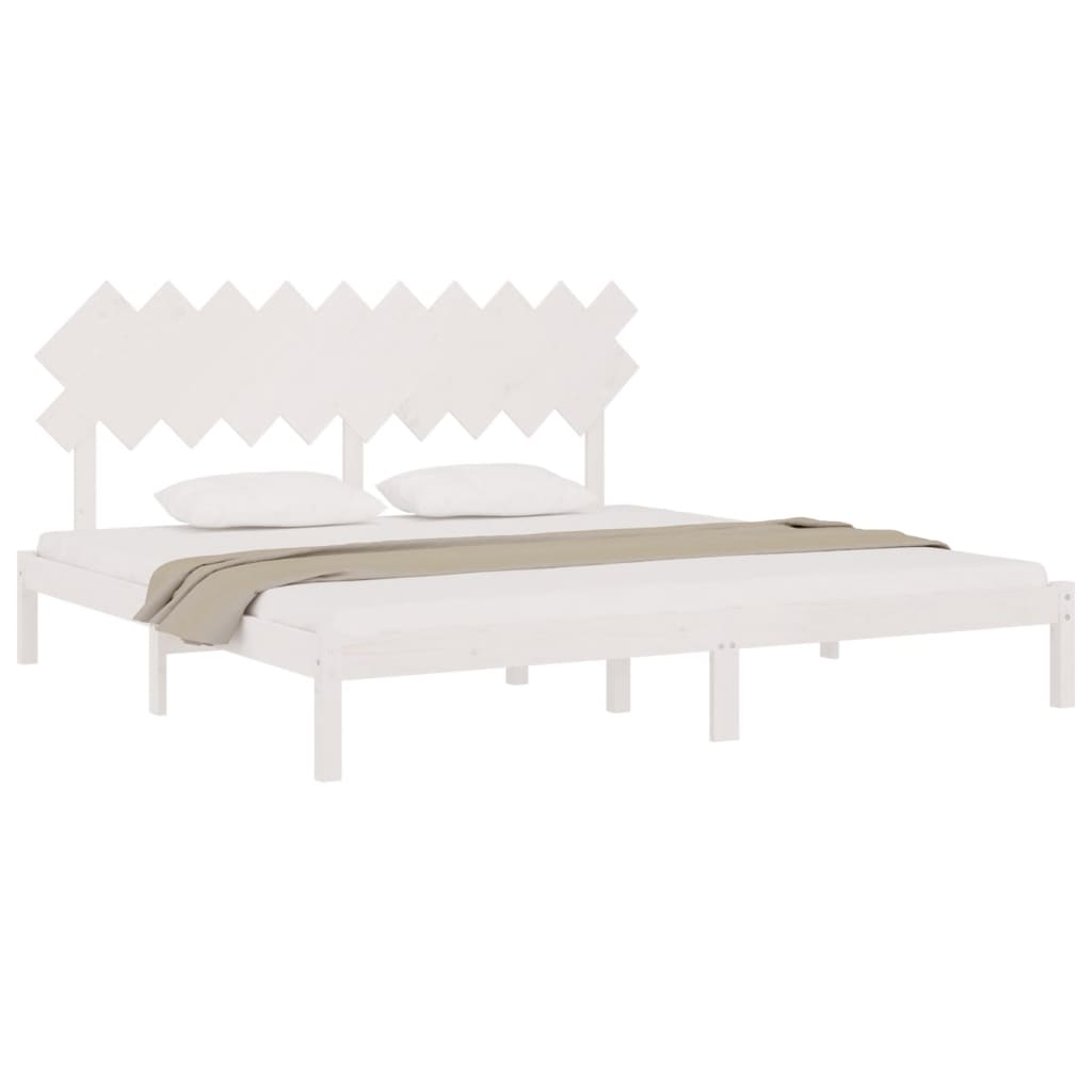 Estrutura de cama 200x200 cm branco madeira maciça