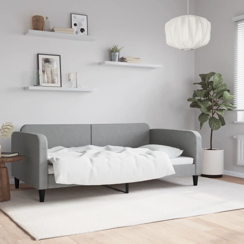 Sofá-cama 100x190 cm tecido cinzento-claro