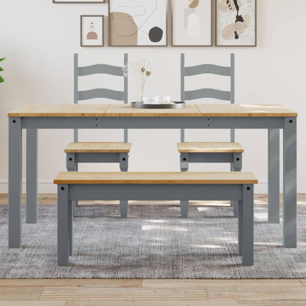 Mesa de jantar panama 160x80x75 cm pinho maciço cinzento