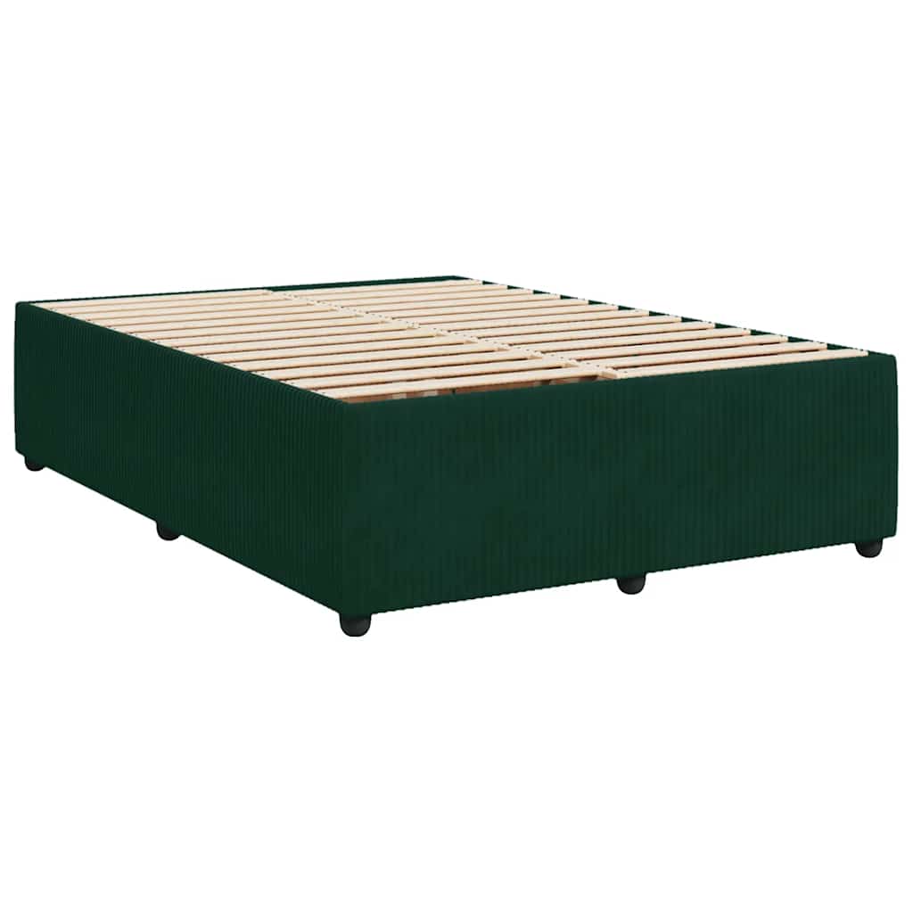 Estrutura de cama sem colchão 160x200 cm veludo verde-escuro