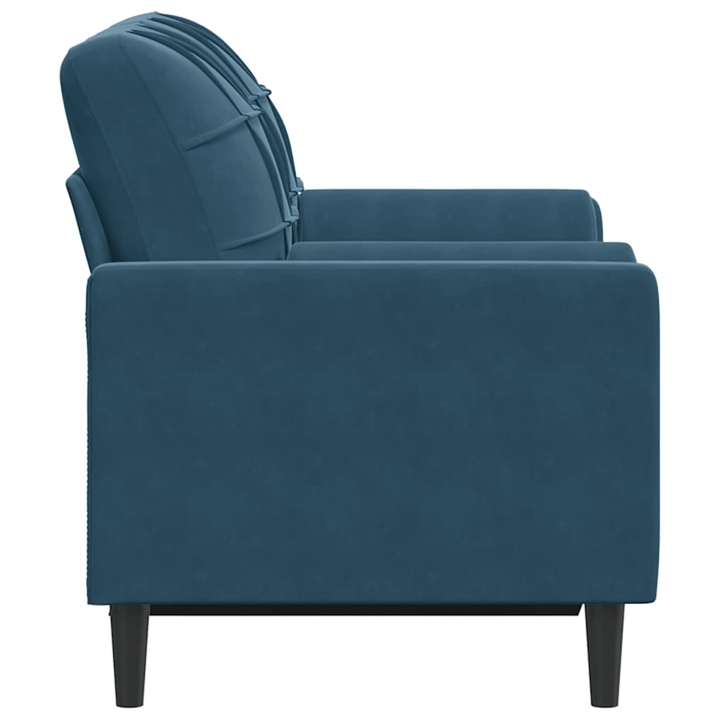 Sofá 2 lugares c/ almofadas decorativas 120 cm veludo azul