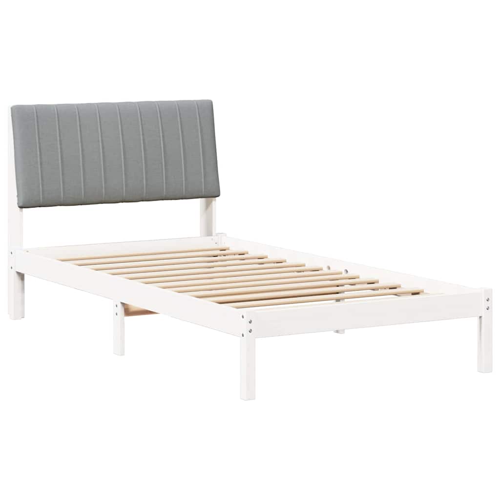 Estrutura da cama com cabeceira branco 100 x 200 cm