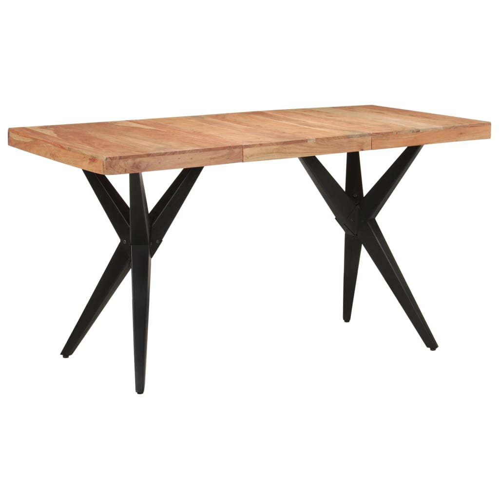 Mesa de jantar 140x70x76 cm madeira de acácia maciça preto