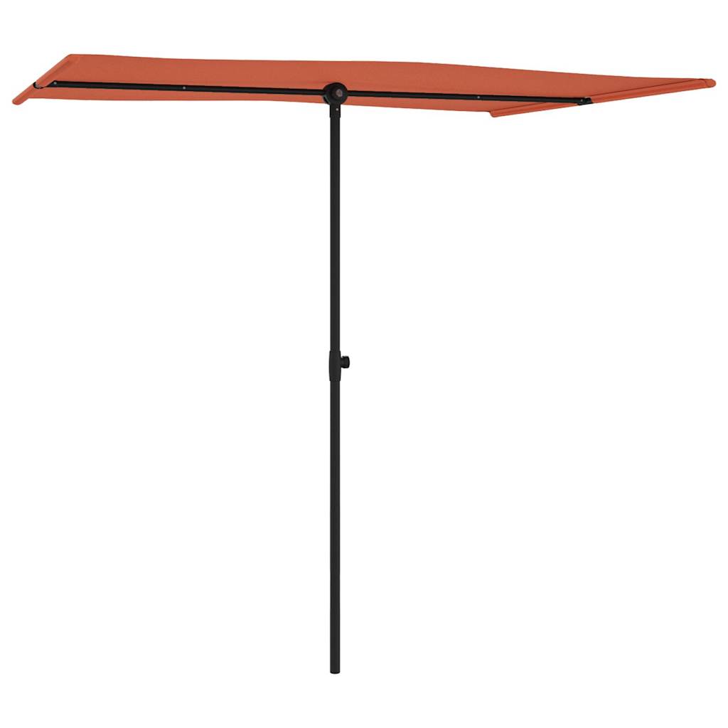 Guarda-sol de jardim com poste de alumínio 2x1,5 m terracota