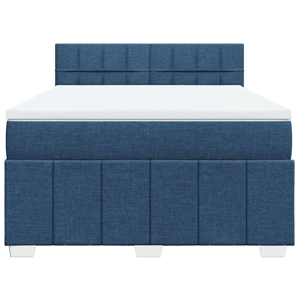 Cama com molas/colchão 140x200 cm tecido azul