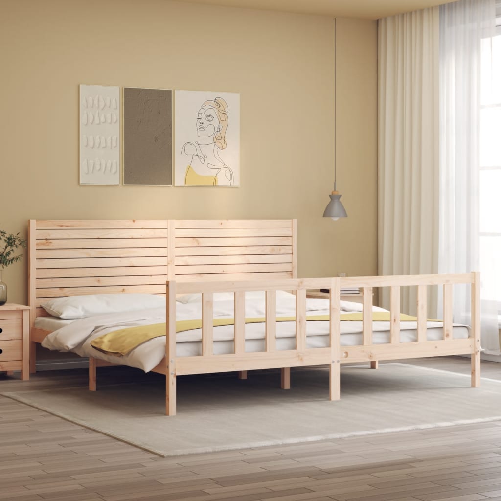 Estrutura de cama super king size com cabeceira madeira maciça