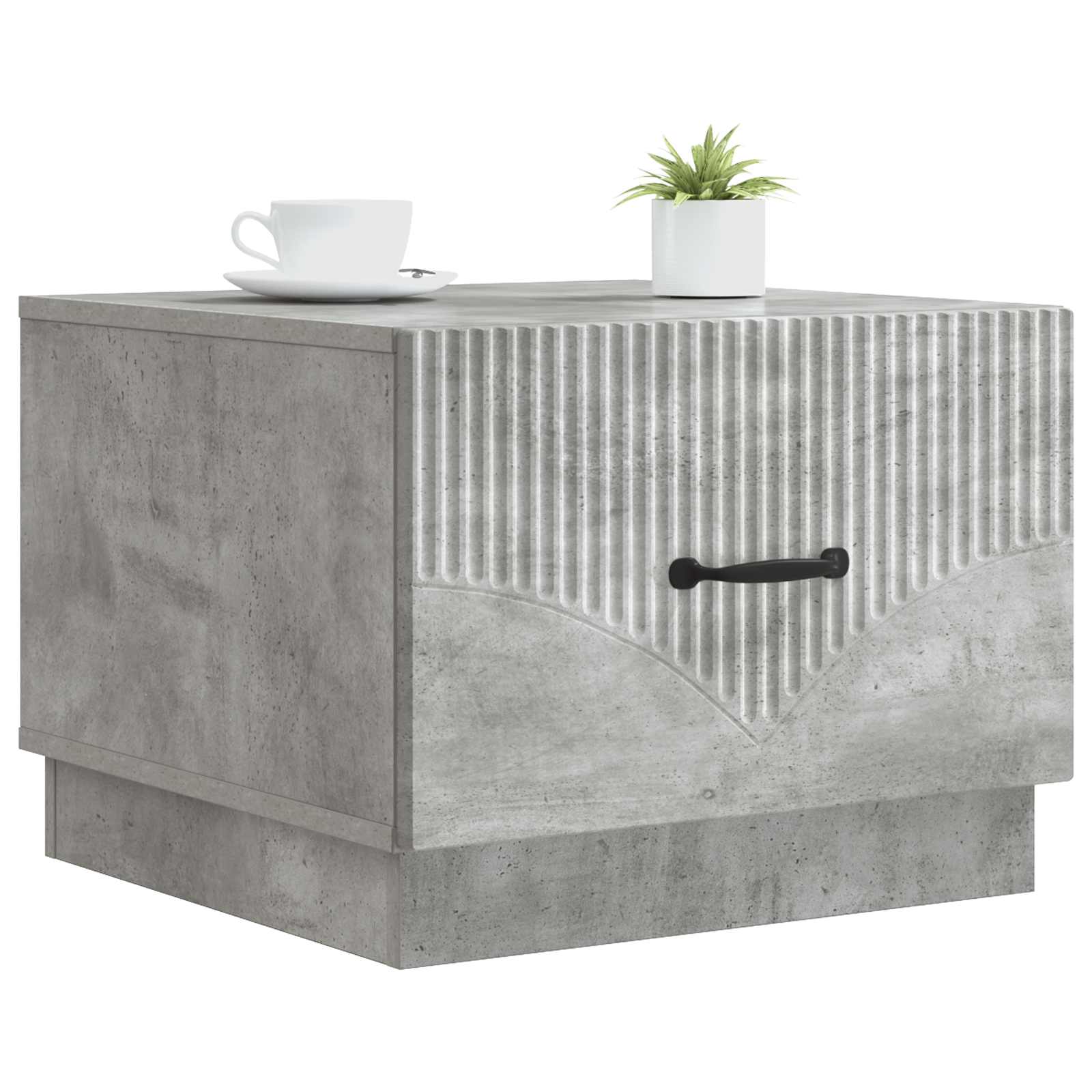 Mesa de centro com gaveta cinzento cimento 49 x 50 x 37 cm