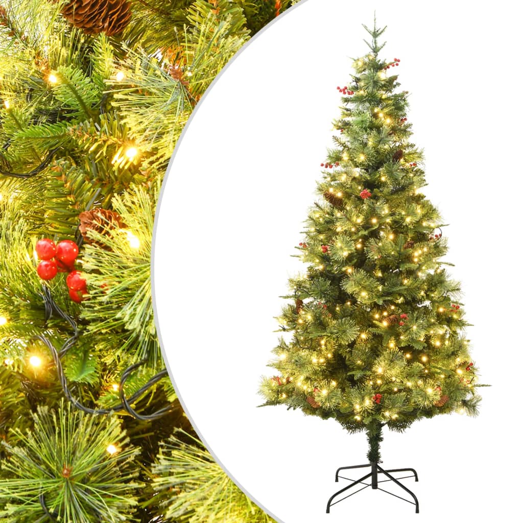Árvore de natal com pinhas pré-iluminada 120 cm PVC e PE verde