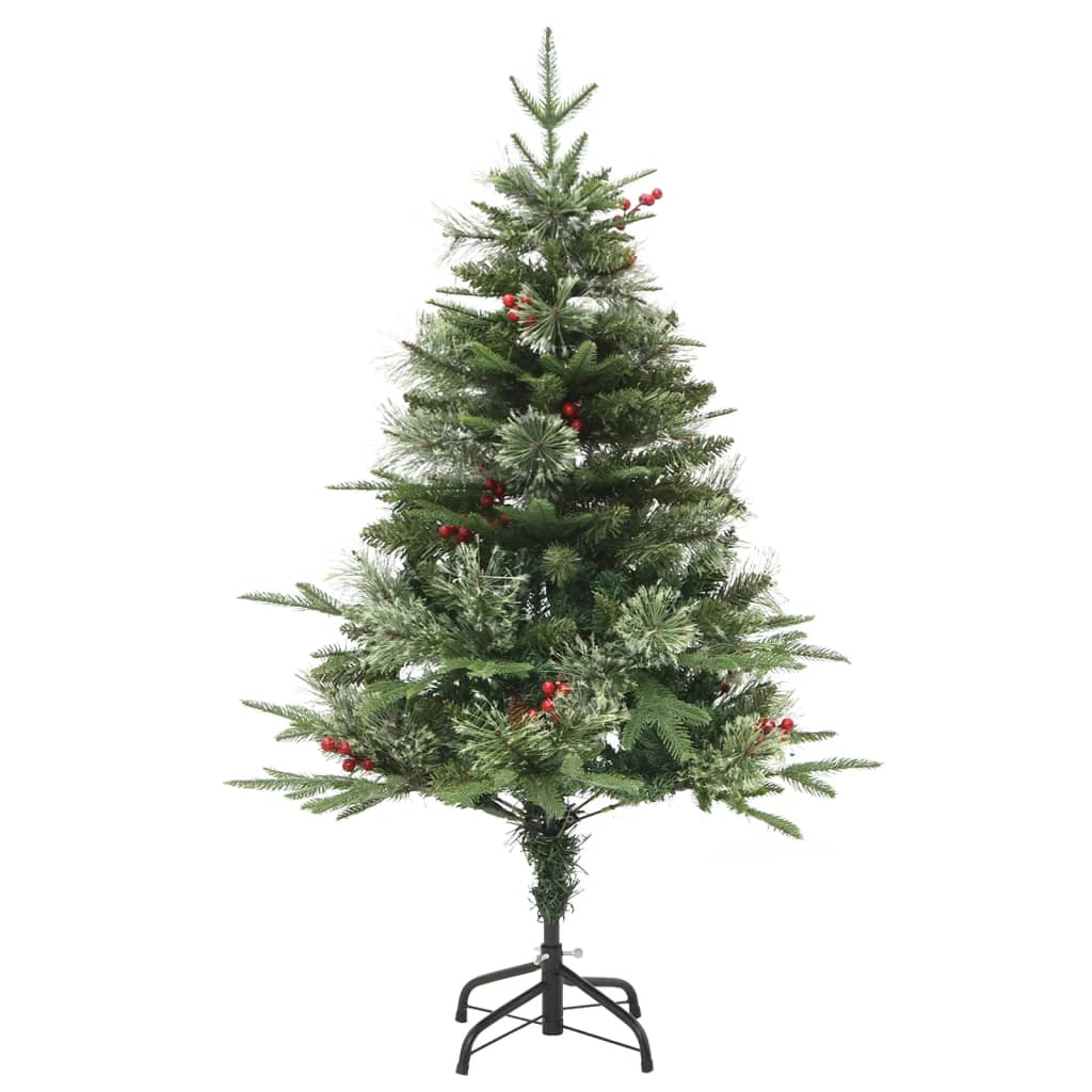Árvore de natal com pinhas pré-iluminada 120 cm PVC e PE verde