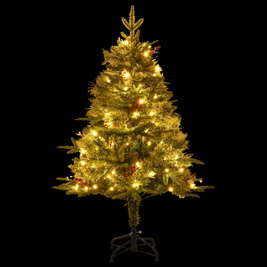 Árvore de natal com pinhas pré-iluminada 120 cm PVC e PE verde