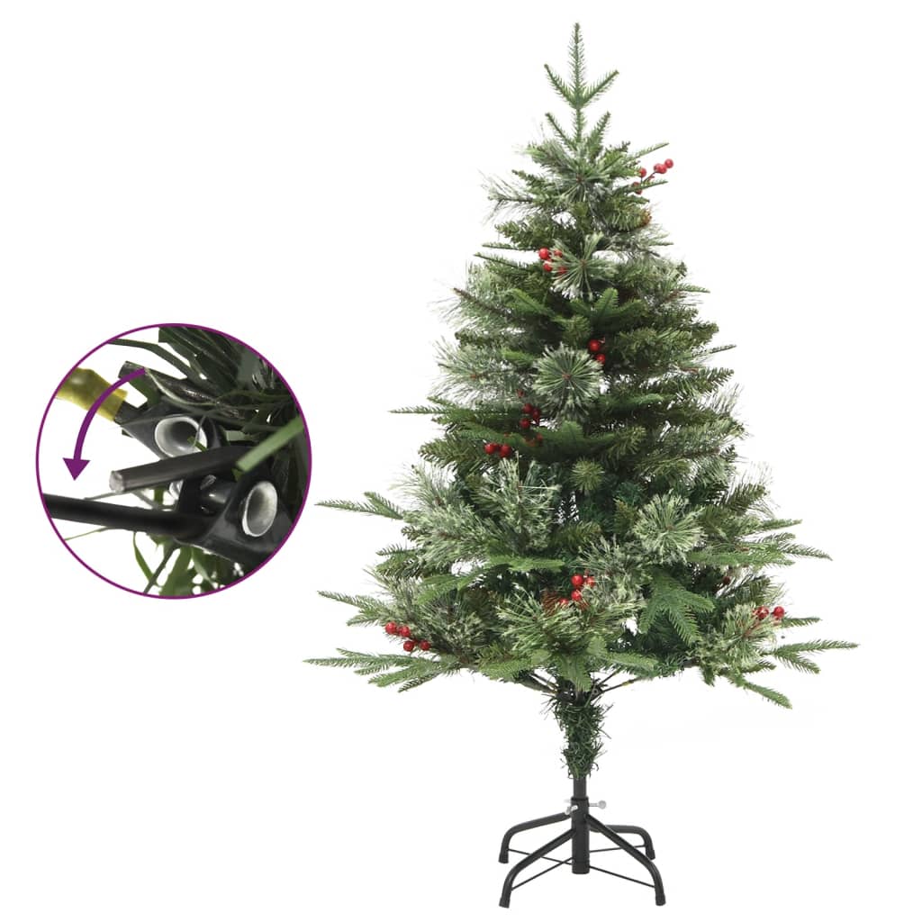Árvore de natal com pinhas pré-iluminada 120 cm PVC e PE verde