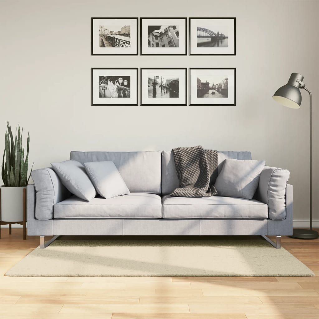 Tapete pelo curto macio e lavável huarte 80x150 cm cor creme