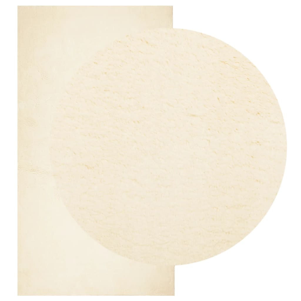 Tapete pelo curto macio e lavável huarte 80x150 cm cor creme