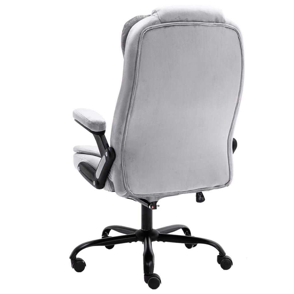 Cadeira escritório c/ função de massagem veludo cinzento-claro