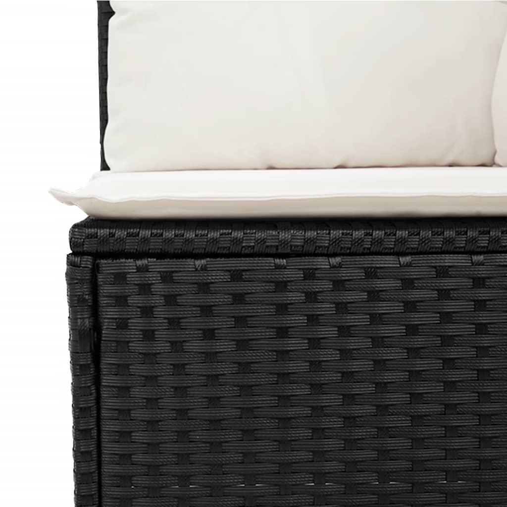 6 Pcs conjunto sofás de jardim c/ almofadões vime PE preto