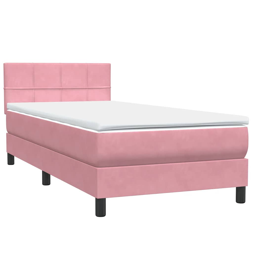 Cama com molas/colchão 80x220 cm veludo rosa