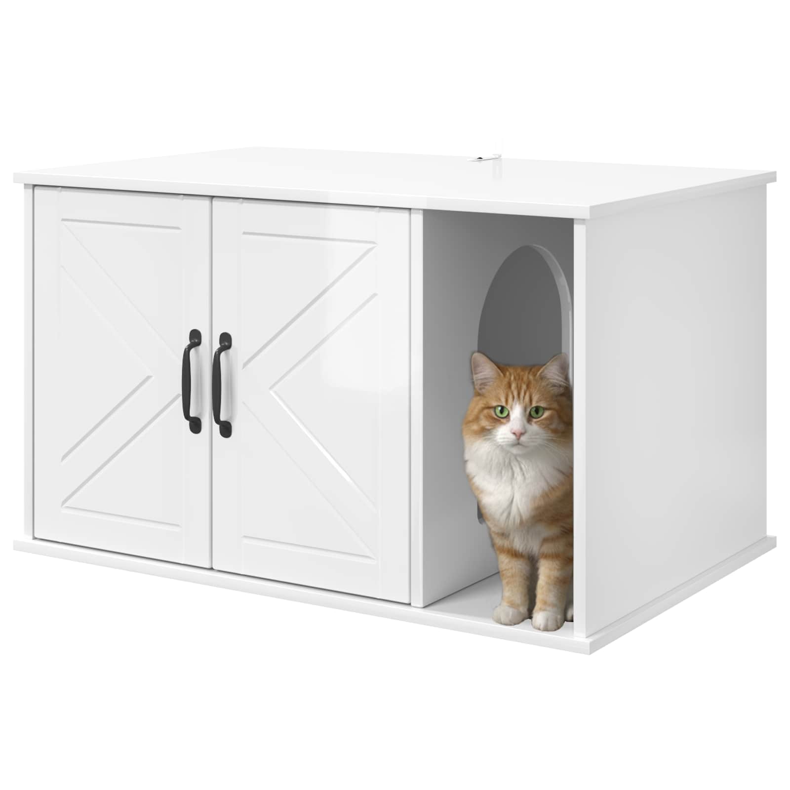 Casa para gatos branco brilhante 85 x 55 x 50,5 cm