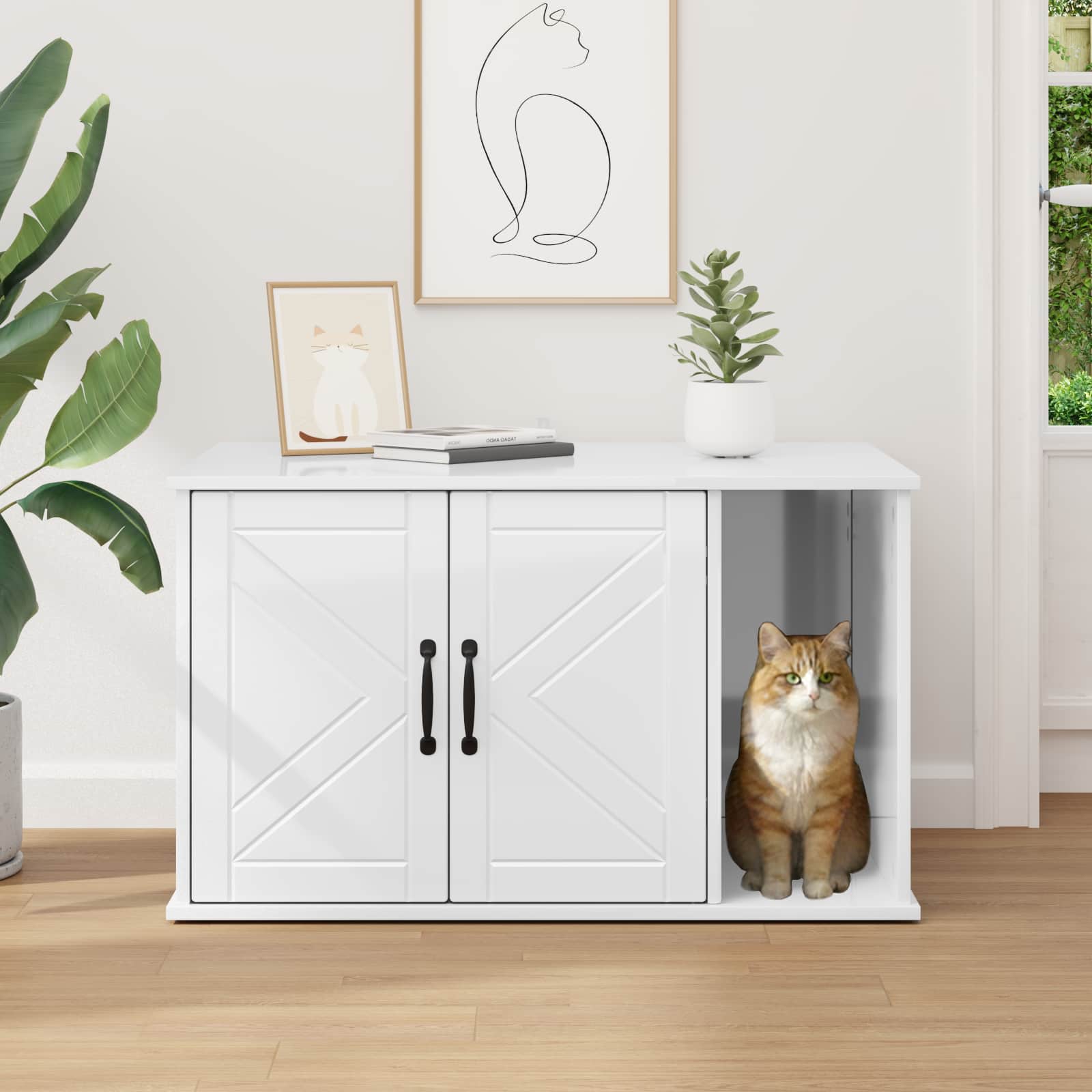 Casa para gatos branco brilhante 85 x 55 x 50,5 cm