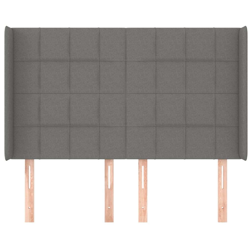 Cabeceira cama c/ abas tecido 147x16x118/128 cm cinzento-escuro