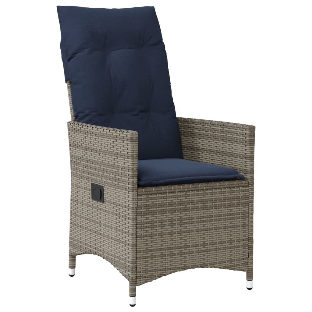 Conjunto bistro de 3 peças com almofadas em rattan sintético cinza