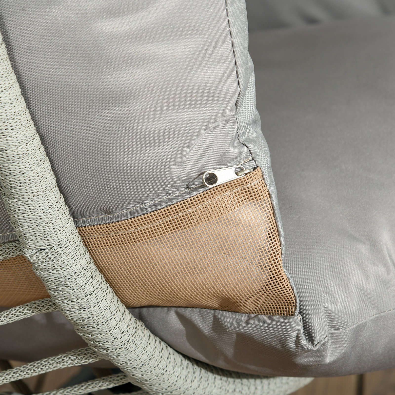 Cadeira supensa com suporte com cesta dobrável almofada e apoio para a cabeça 110x100x188 cm cinza e preto