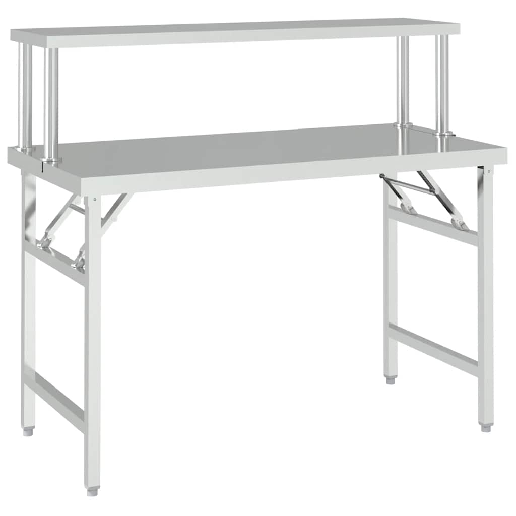 Mesa trabalho cozinha c/ prateleira 120x60x115cm aço inoxidável
