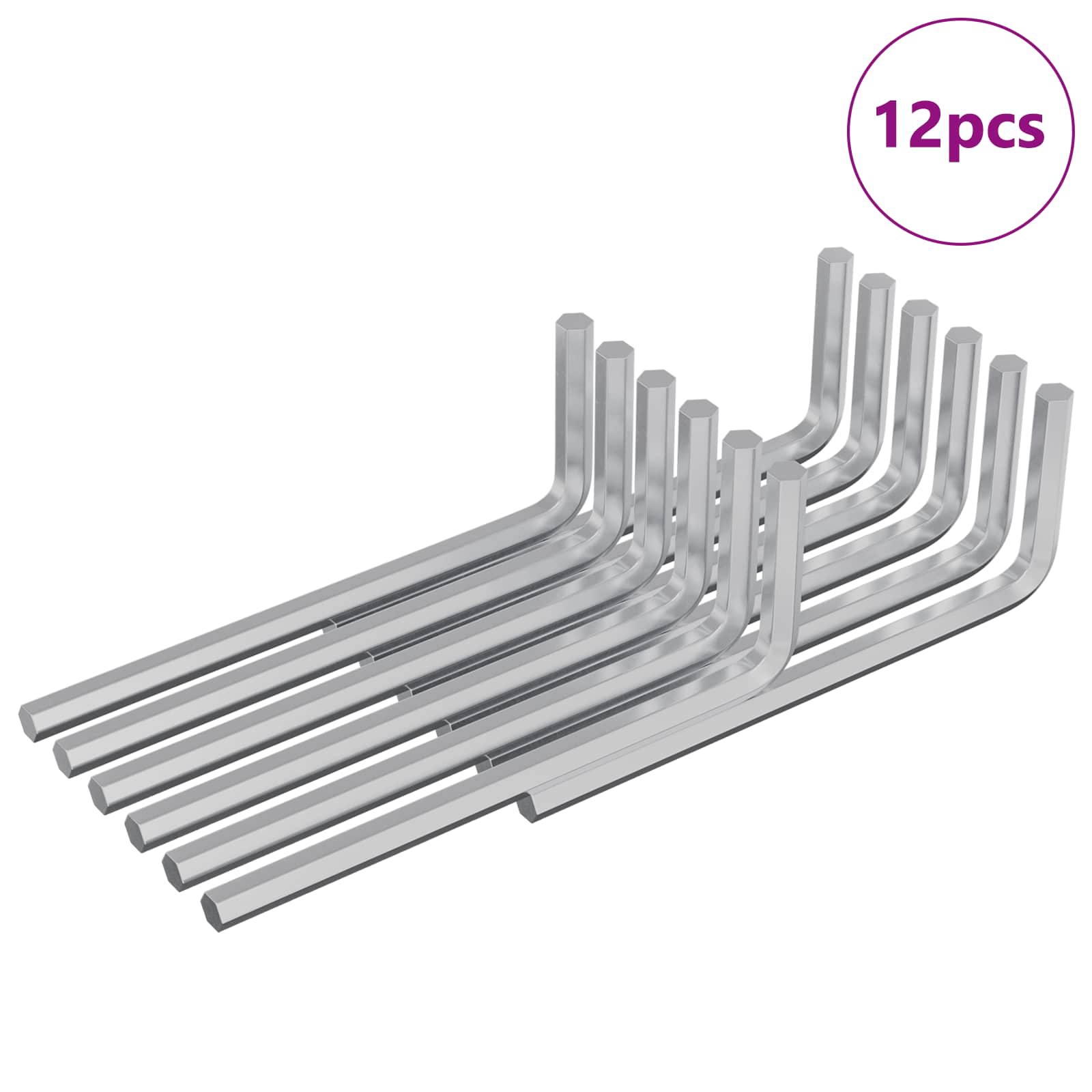 Chave hexagonal 12 unid. prateado 20 x 52 mm aço