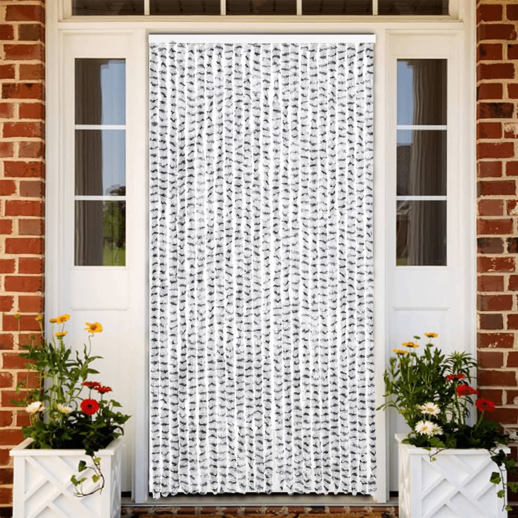 Cortina anti-insetos 100x230cm chenille cinzento claro e escuro