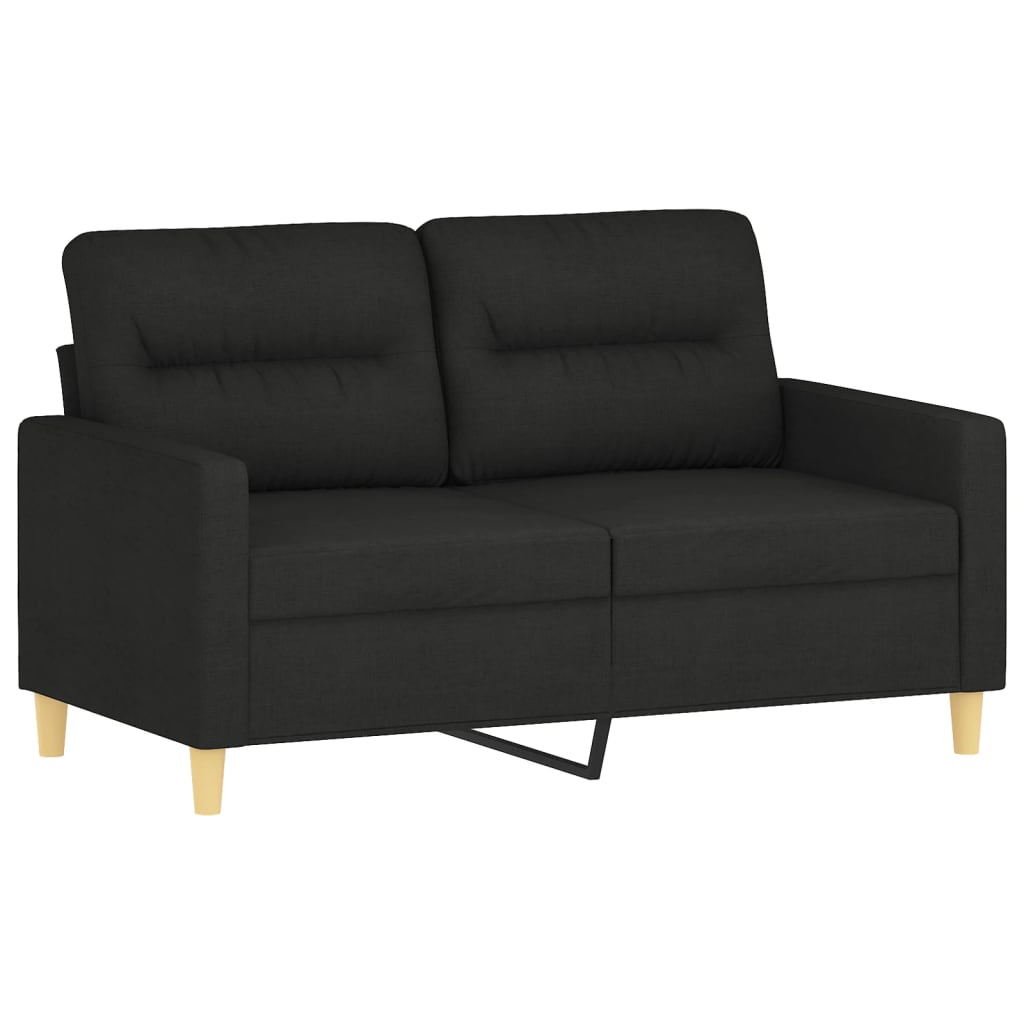 3 Pcs conjunto de sofás com almofadões tecido preto