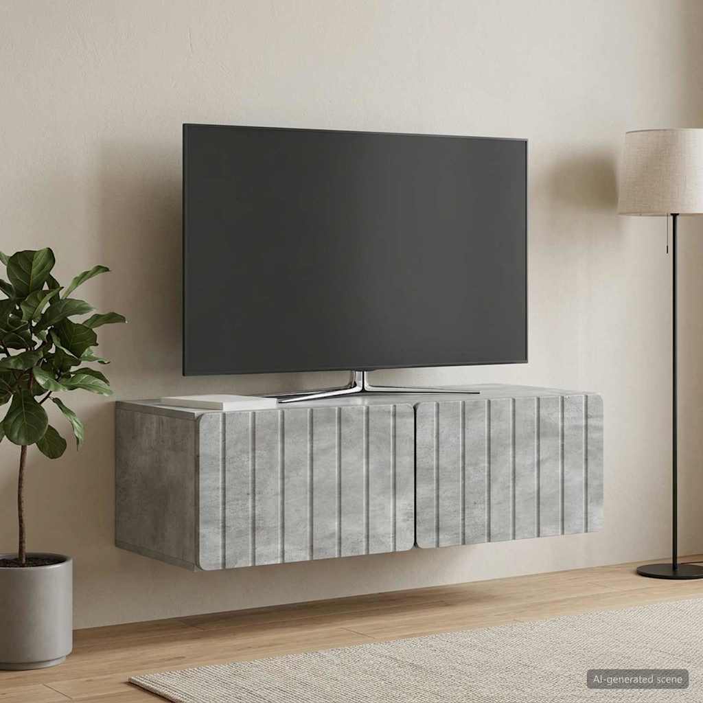 Gabinete de TV de parede 98 x 41 x 30 cm cinzento cimento
