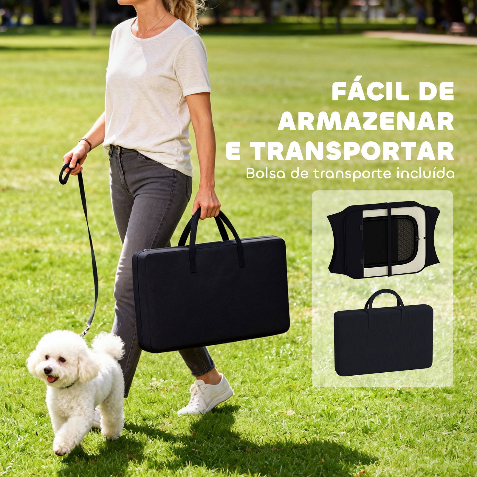 Parque dobrável para cães e gatos cercado portátil para animais pequenos em tecido oxford impermeável com 2 portas ø90x41 cm preto