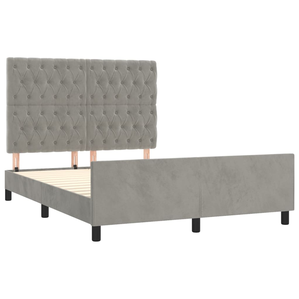 Estrutura de cama sem colchão 140x190 cm veludo cinzento-claro
