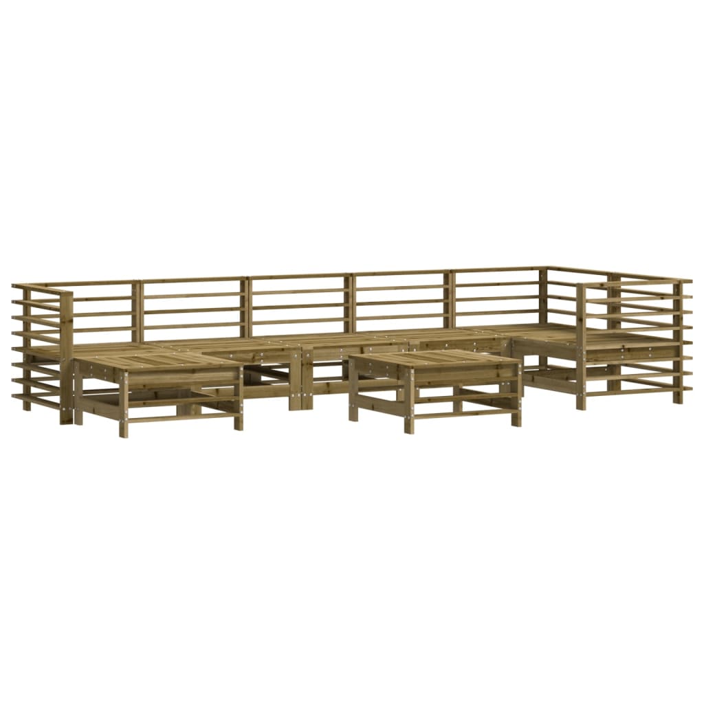 8 Pcs conjunto lounge de jardim c/ almofadões pinho impregnado