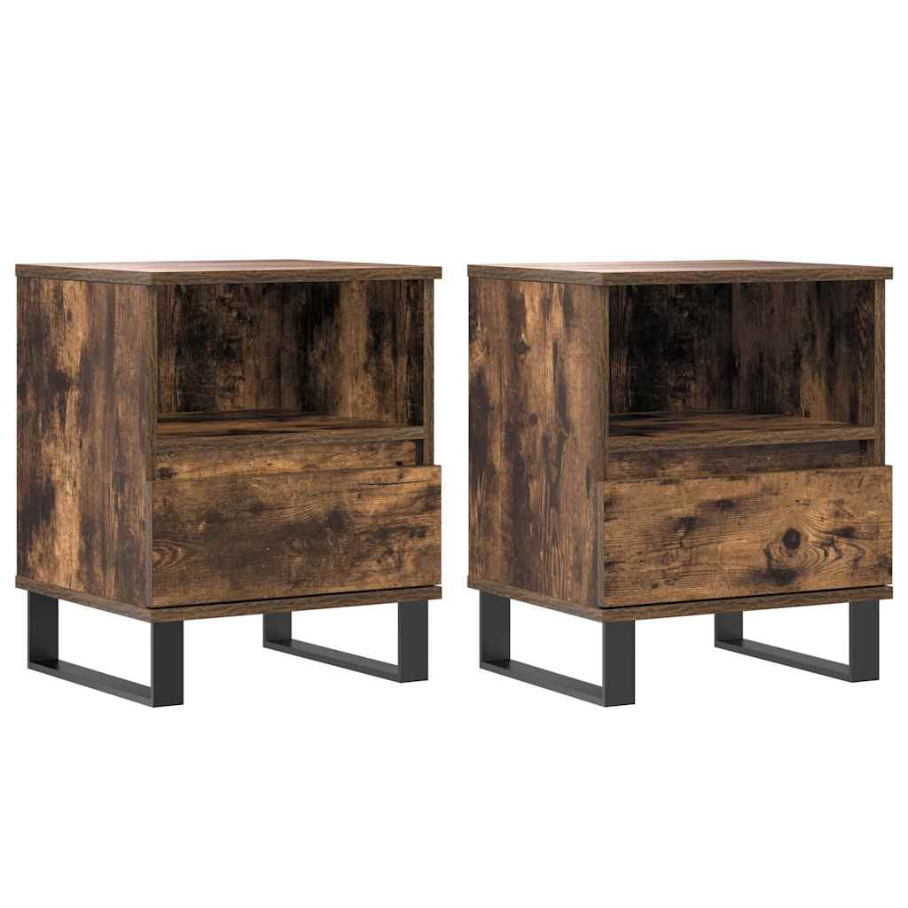 Mesas de cabeceira 2 pcs derivados de madeira carvalho fumado