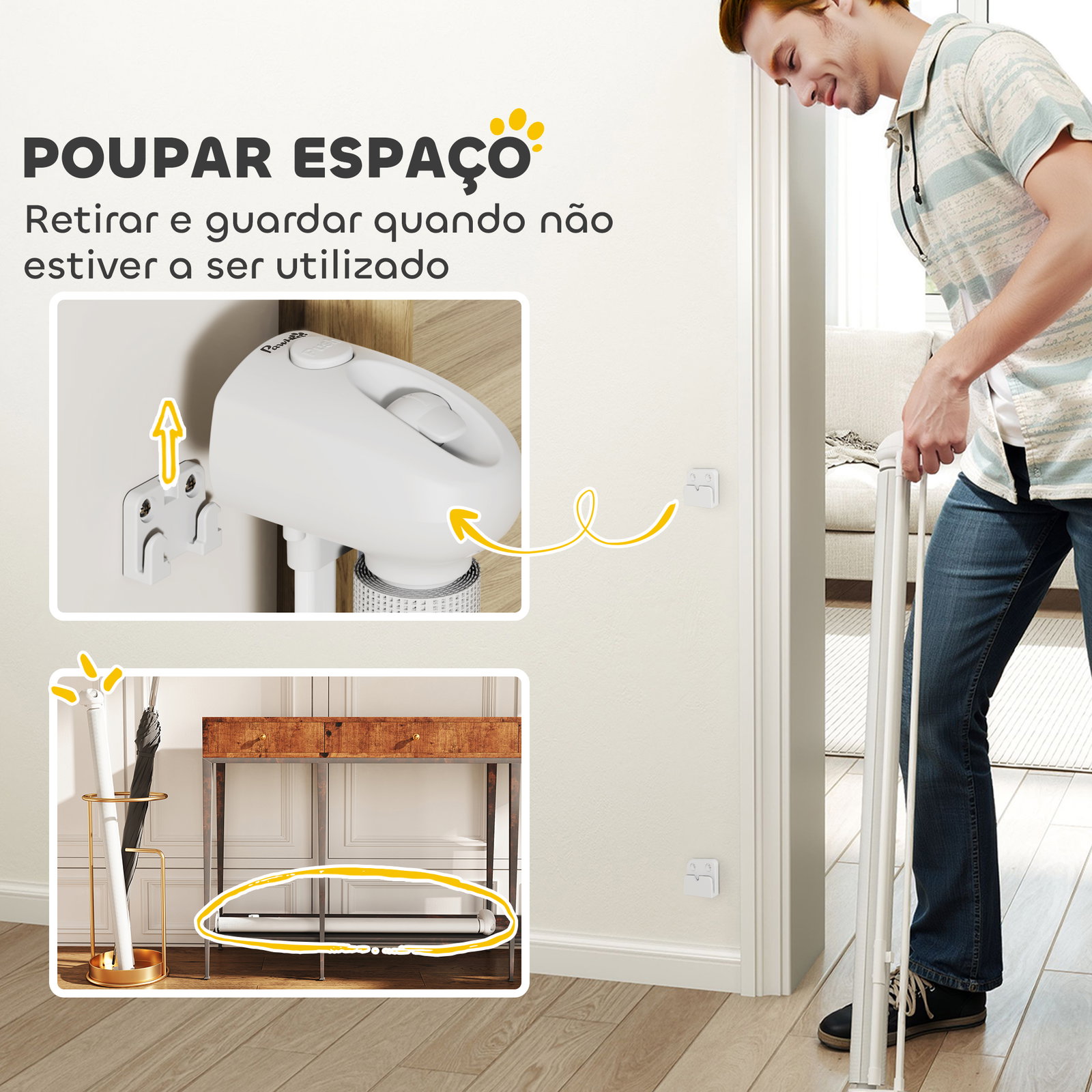 Barreira para cães retrátil 0-144 cm para cães pequenos barreira de segurança para animais de estimação com fecho branco