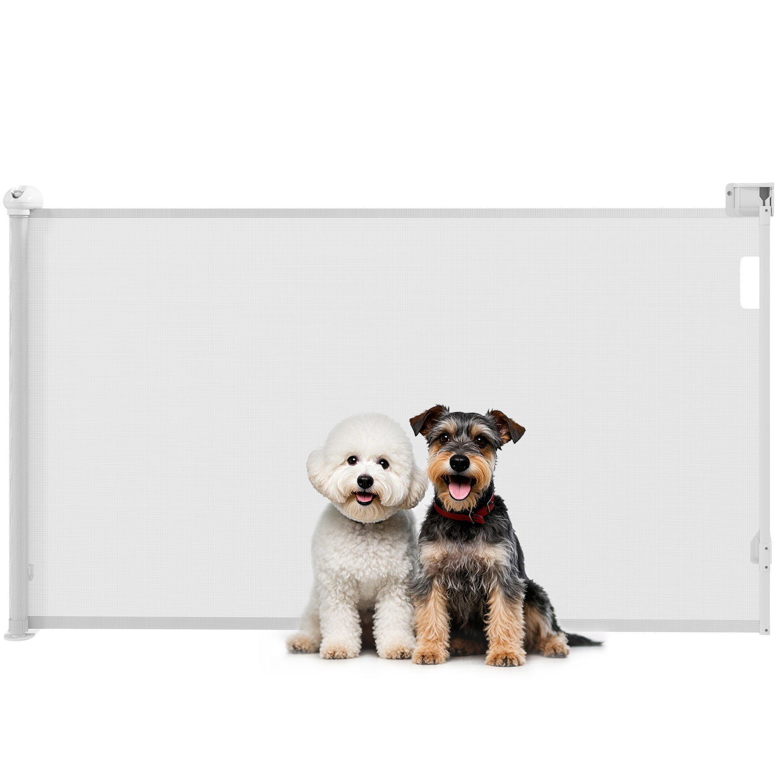 Barreira para cães retrátil 0-144 cm para cães pequenos barreira de segurança para animais de estimação com fecho branco