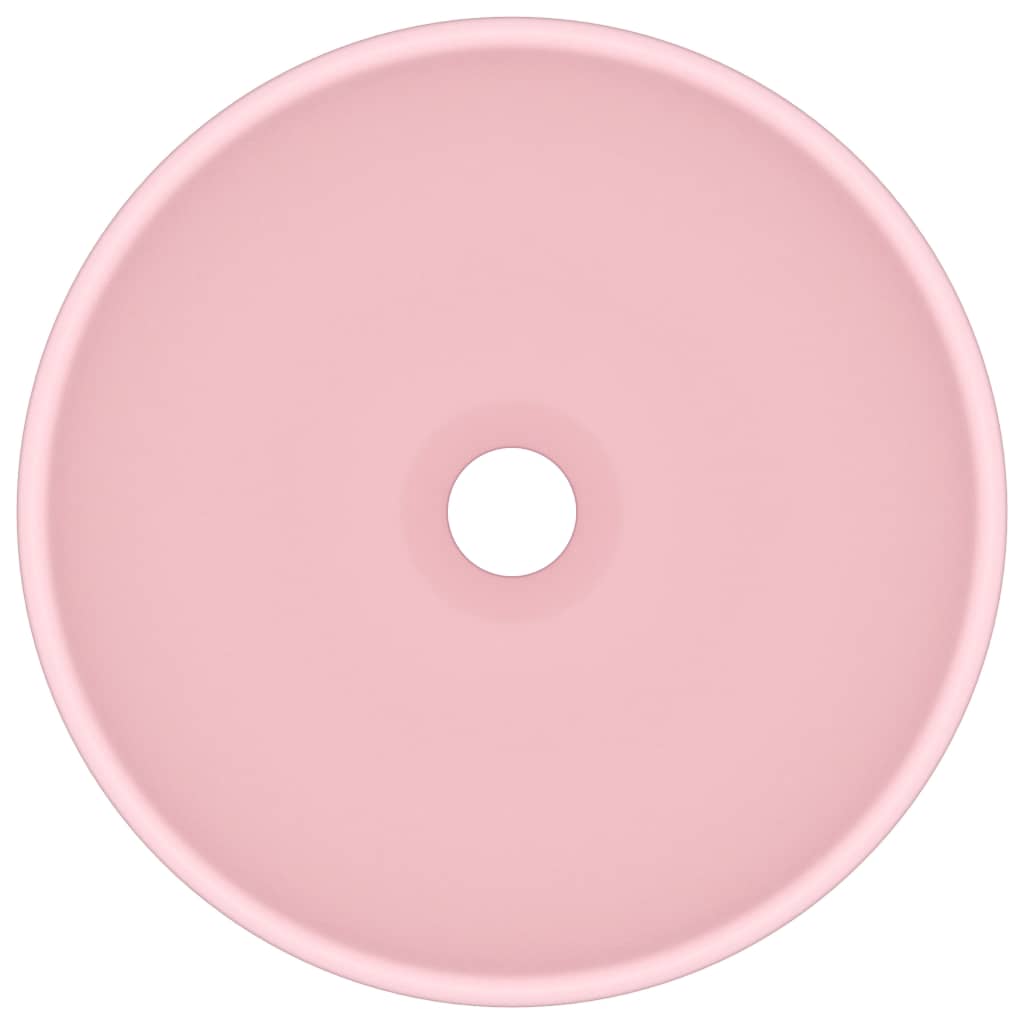 Lavatório wc luxuoso redondo 32,5x14cm cerâmica rosa mate