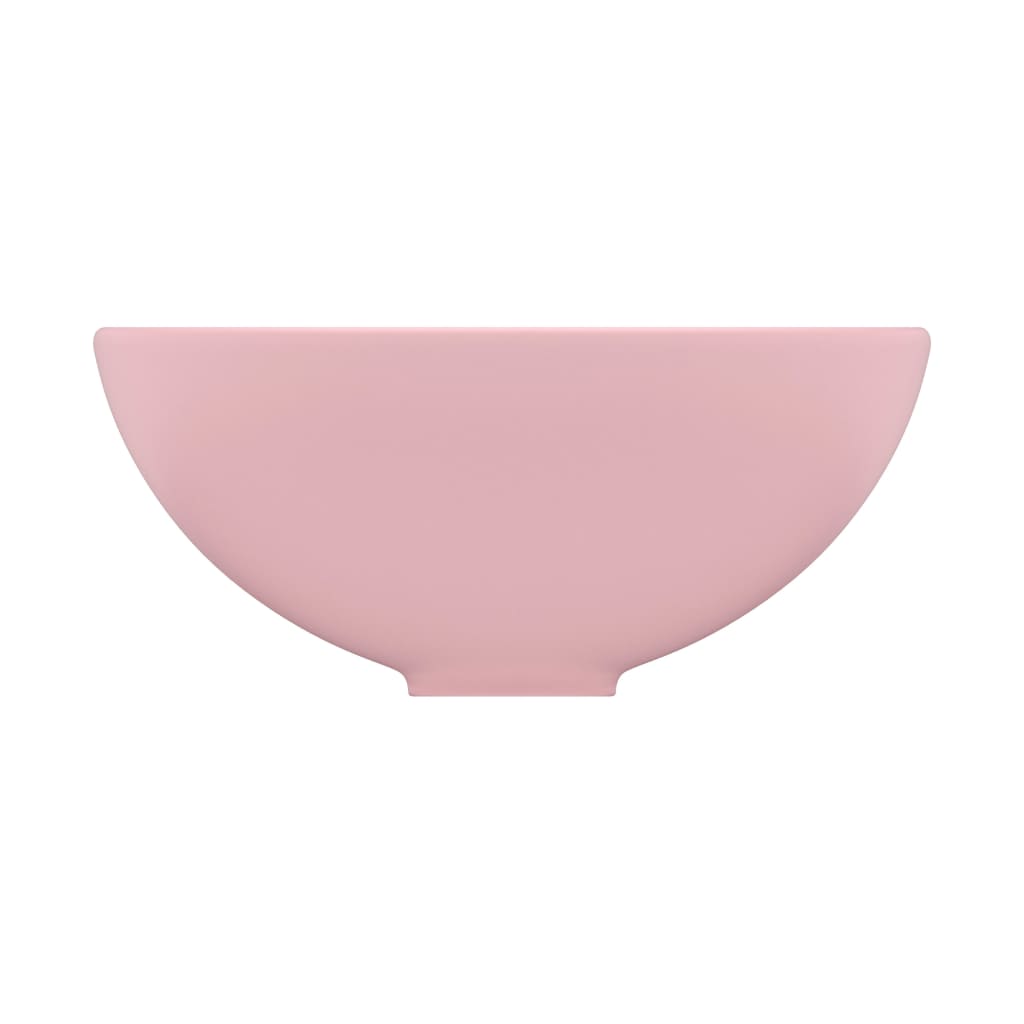 Lavatório wc luxuoso redondo 32,5x14cm cerâmica rosa mate