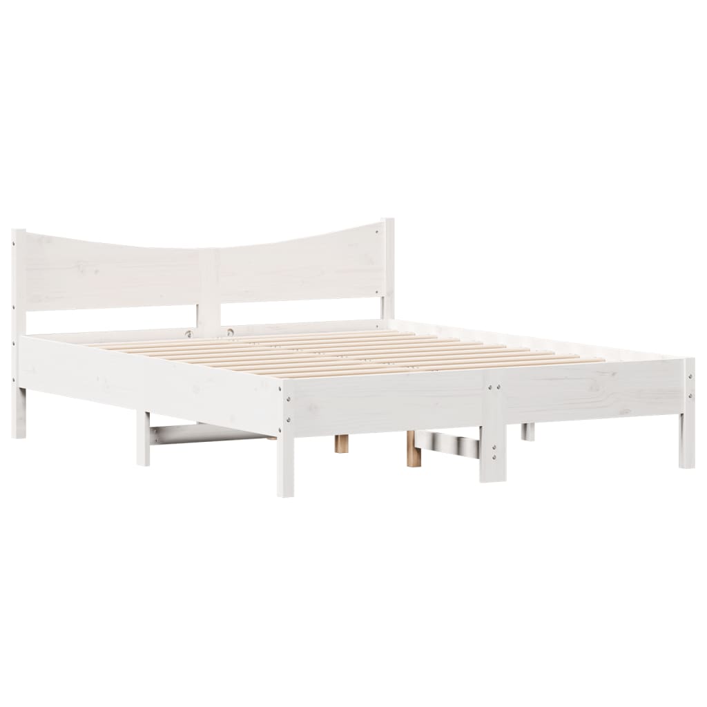 Cama sem colchão 150x200 cm madeira de pinho maciça branco