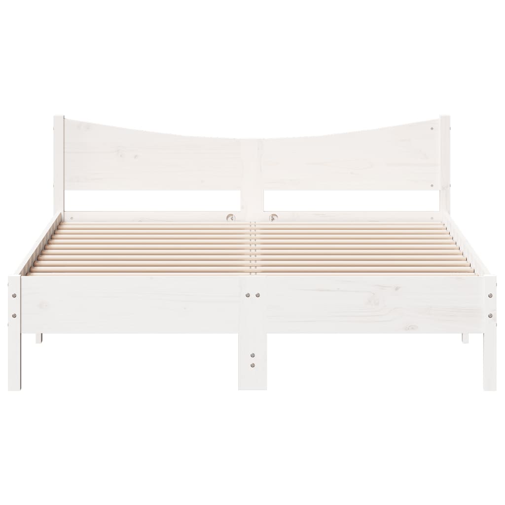 Cama sem colchão 150x200 cm madeira de pinho maciça branco