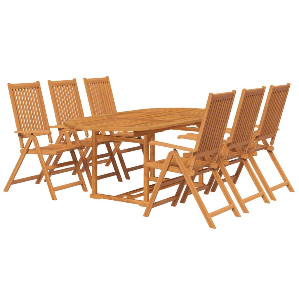 7 Pcs conjunto de jantar exterior madeira acácia maciça 150-200 cm